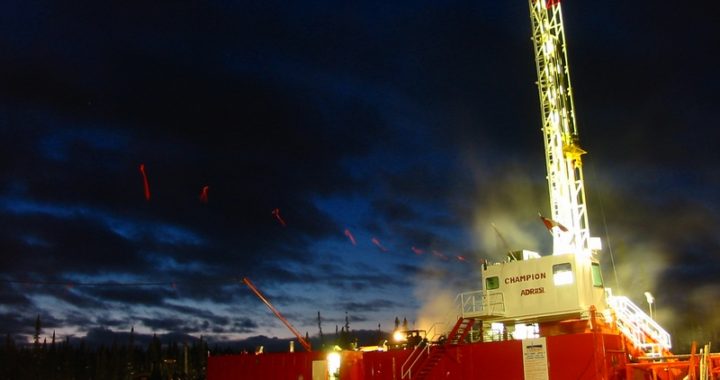 Oil drilling rig, northern British Columbia, Canada
