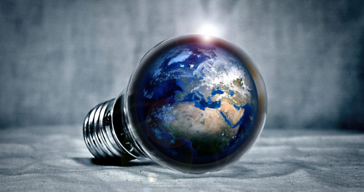 Earth inside a lightbulb. Photo by PIRO4D/Goodfreephotos.com